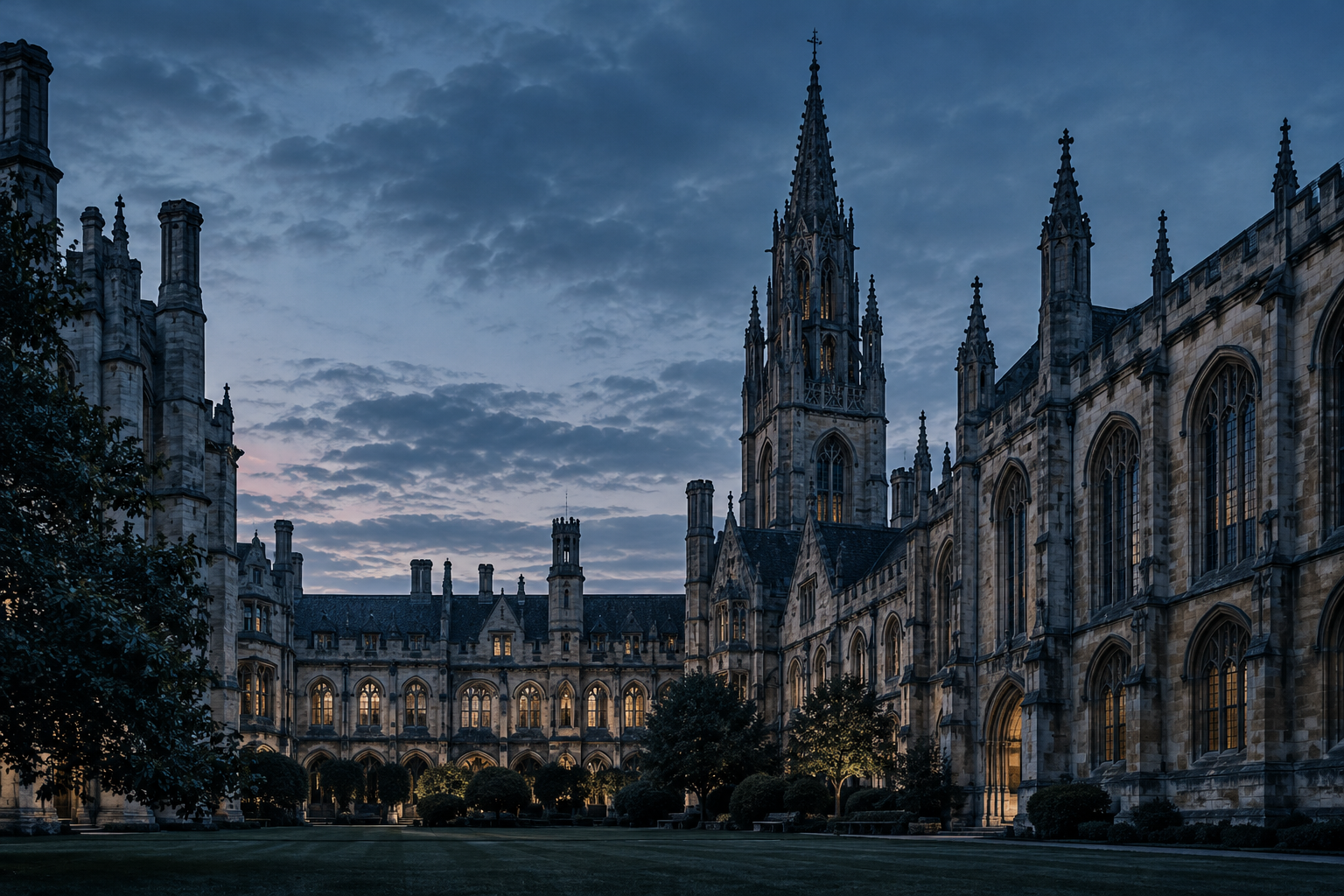 Editorial view of historic university architecture in London